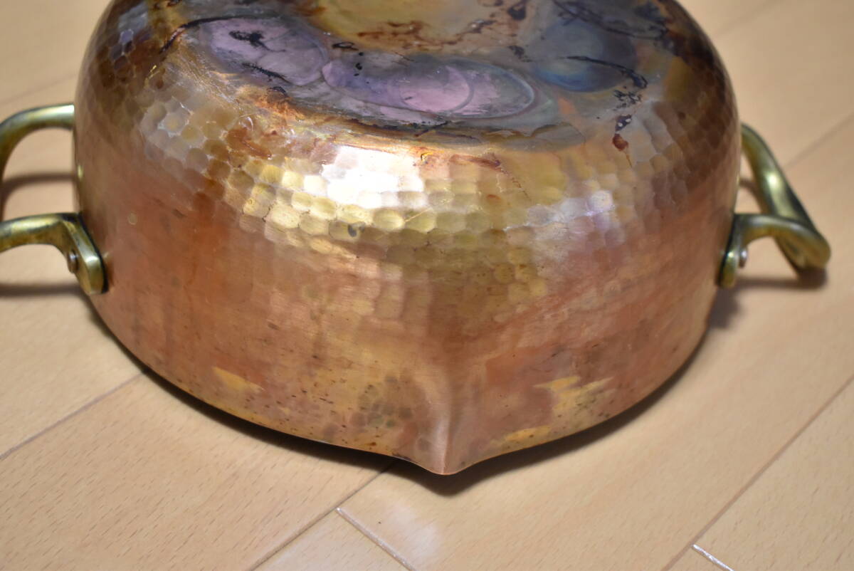 中古 純銅厚板使用 天ぷら鍋 内径21㎝ の画像7