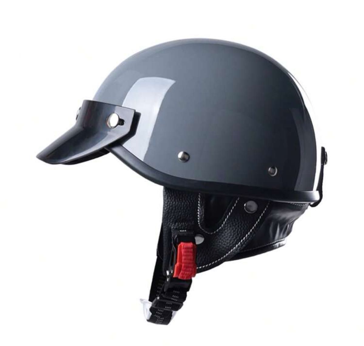 人気ヴィンテージ風　Lサイズ　ポリスヘルメット　グレー　ハーフJET　チョッパー　ポリヘル　ヘルメット　オールドスクール
