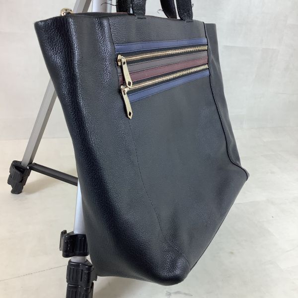 D3084. Paul Smith／ポール スミス. トートバッグ. マルチストライプ. レザー. 肩掛け. メンズ. ブラック_画像3