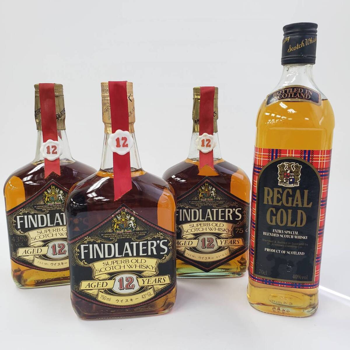 M15885(044)-565/OS5000 酒 ※同梱不可 ４本まとめ FINDLATER'S 12年 SUPERB OLD SCOTCH WHISKY/REGAL GOLD EXTRA SPECIAL ウイスキーの画像1