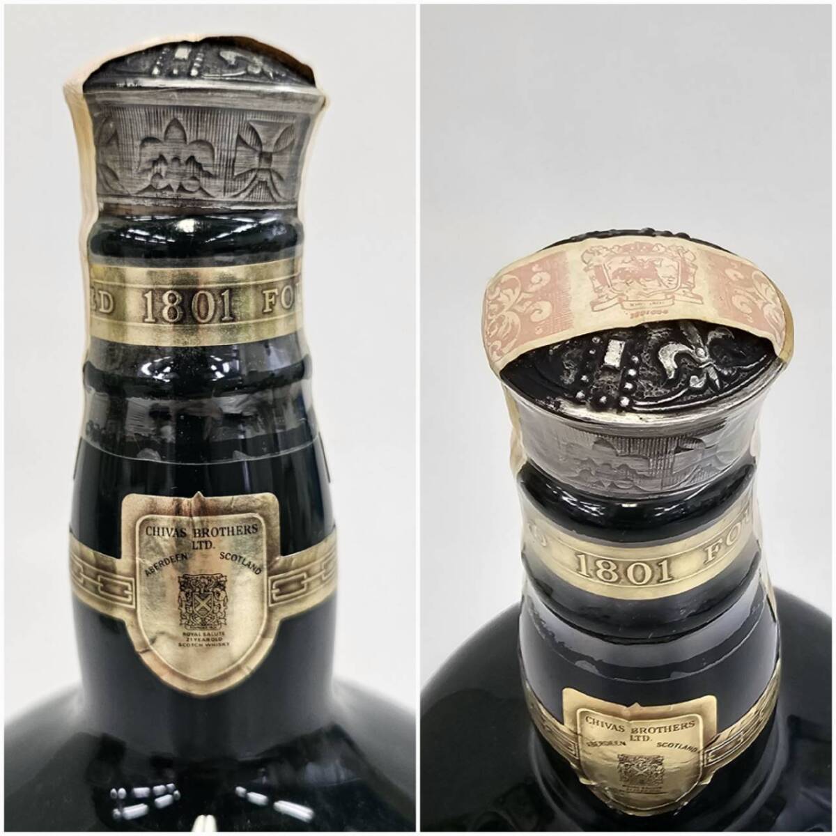 E13530(044)-624/NE4000 酒 ROYAL SALUTE 21年 ロイヤルサルート SCOTCH WHISKY スコッチウイスキー 43％ 700ml 陶器 袋・箱付きの画像7