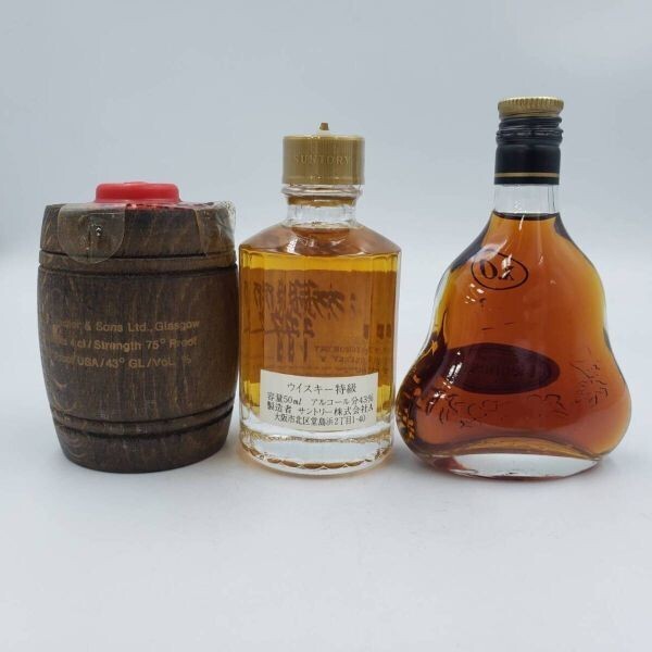 M2314(035)-625/TH6000【千葉県内のみ発送】酒 ※同梱不可 ３本まとめ BARREL5/SUNTORY WHISKY 響/Hennessy X.O ミニボトルの画像3