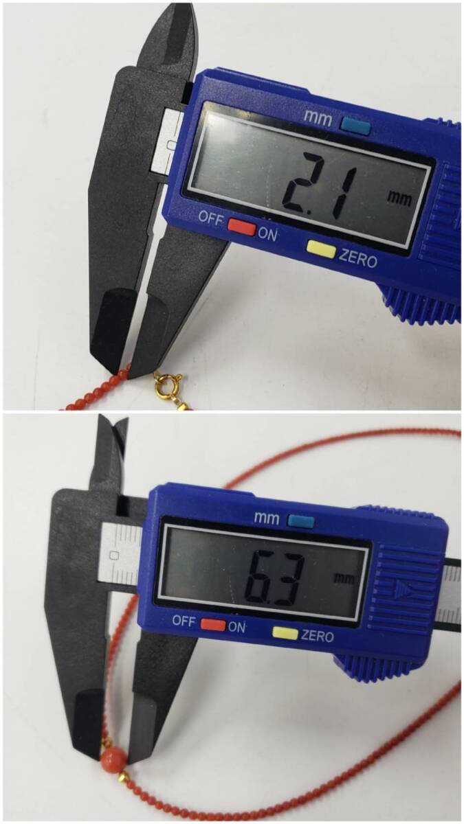 M052-608 колье красный .. коралл K18 примерно 2.1..- примерно 6.3.. масса : примерно 3.26g женский аксессуары 