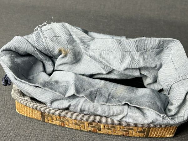  tea utensils pouch . tea . natural material braided *. point / tea festival / industrial arts / era / antique / old fine art / old house ../ small braided / delicate / peace small articles / back / old ..
