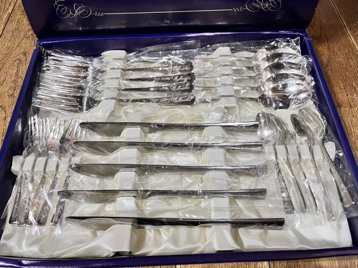  prompt decision! unused Chris ti cutlery set tina- cutlery 25 pcs set 18-10 stainless steel knife spoon Fork coffee spoon 