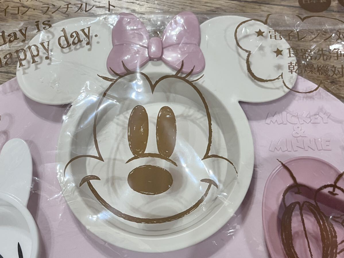  бесплатная доставка не использовался Disney minnie обеденная тарелка комплект микроволновая печь посудомоечная машина OK детская смесь розовый детская посуда ребенок девочка розовый Minnie Mouse 