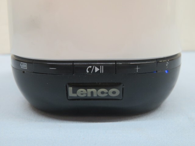 ■LENCO BTS-110 ワイヤレススピーカー ホワイト×ブラック レンコ Bluetoothスピーカー USB充電ケーブル AVケーブル付き 動作品 93064■！_画像2