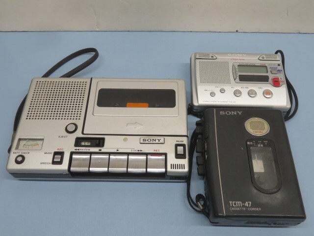 3台セット●●SONY TC-1100/TCS-100/TCM-47 カセットレコーダー ソニー テープレコーダー オーディオ機器 ストラップ付 USED 92585●●！！の画像1