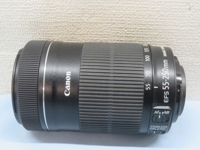 ●●Canon EF-S 55-250mm オートカメラレンズ 1:4-5.6 IS STM キャノン 望遠ズームレンズ キャップ付き USED 93832●●！！の画像3