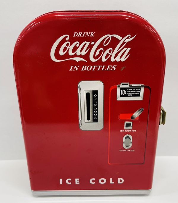 E257-CH4-389 Coca-Cola コカ・コーラ 貯金箱 小物入れ マルチケース 缶ケース レトロ アンティーク インテリア小物_画像1