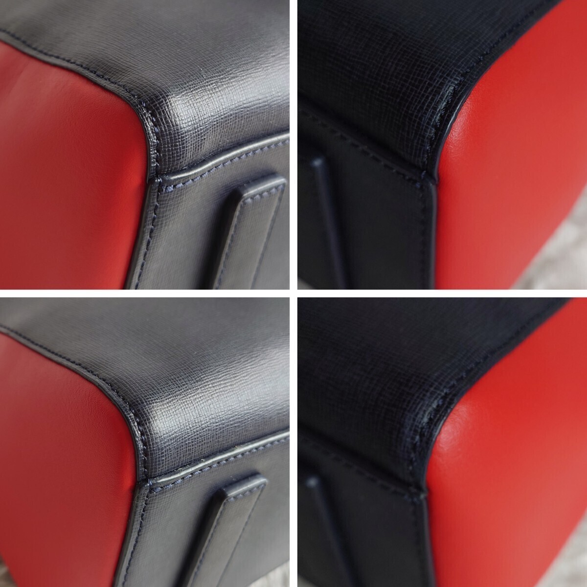 【極美品】Paul Smith ポールスミス トートバッグ ビジネス レザー 革 マルチカラー 紺 赤 ボルドー A4可能 肩掛け ロゴ タグ 自立 メンズの画像9