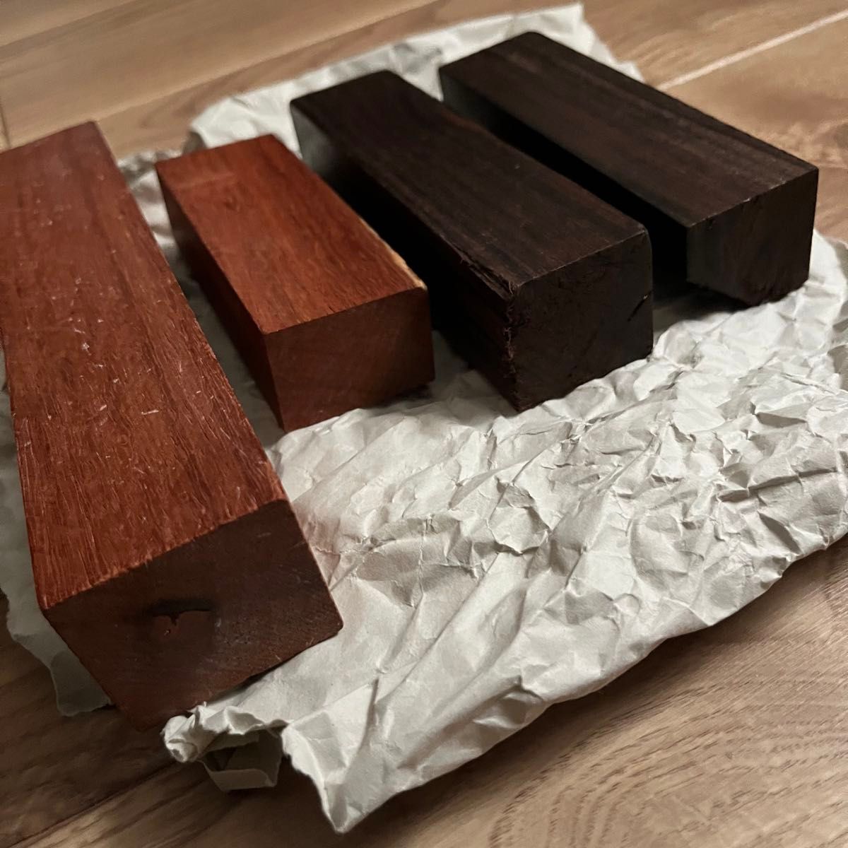 黒檀　パードック　木材　唐木端材　ブロック　4個セット【送料込】