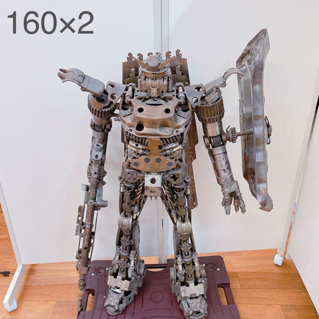 4Ｅ021 ガンダム風ロボット 廃材アート メタルアート バイクパーツ 鉄材 の画像1