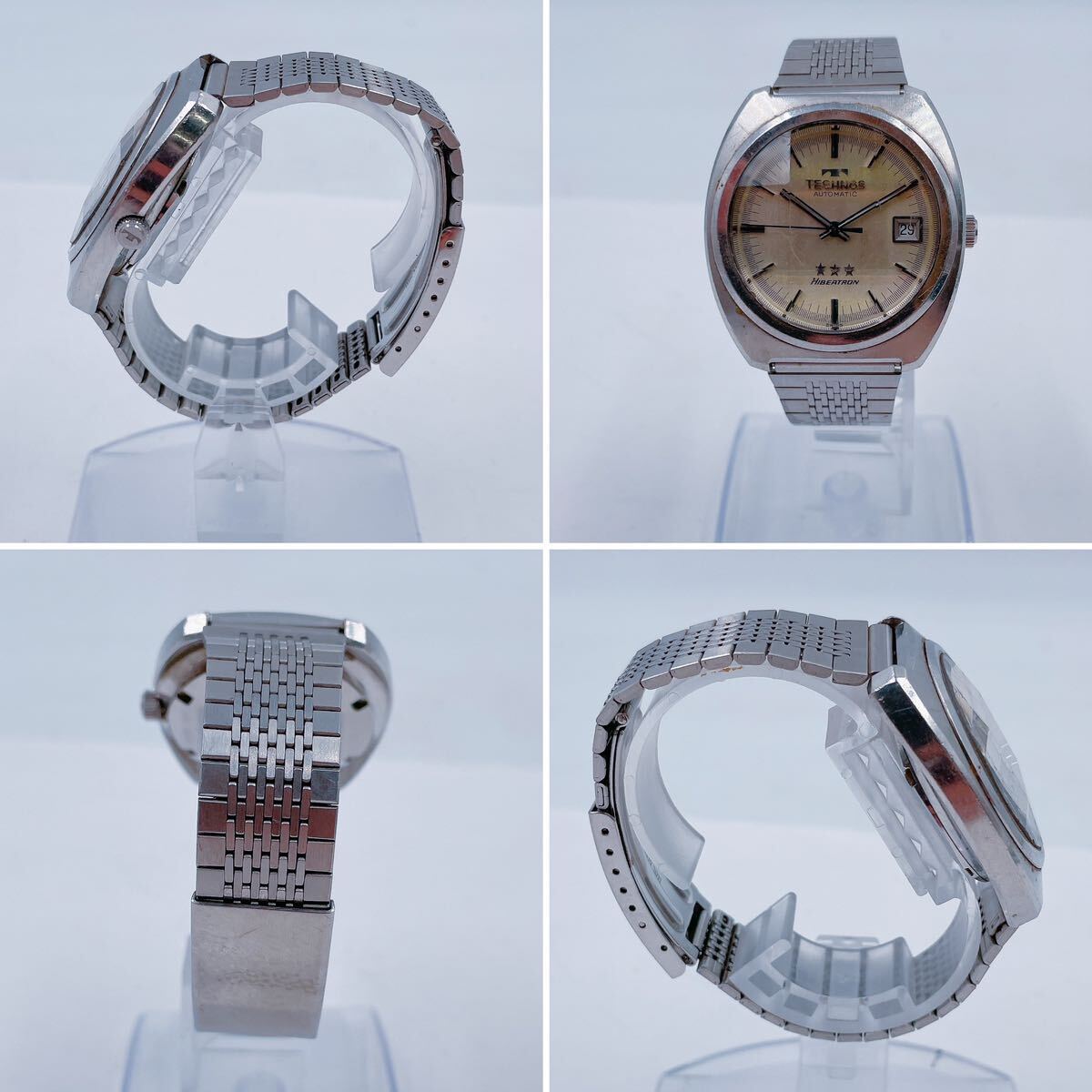 4E037 TECHNOS Tecnos наручные часы высокий свекла HIBEATRON оттенок серебра мужской самозаводящиеся часы 