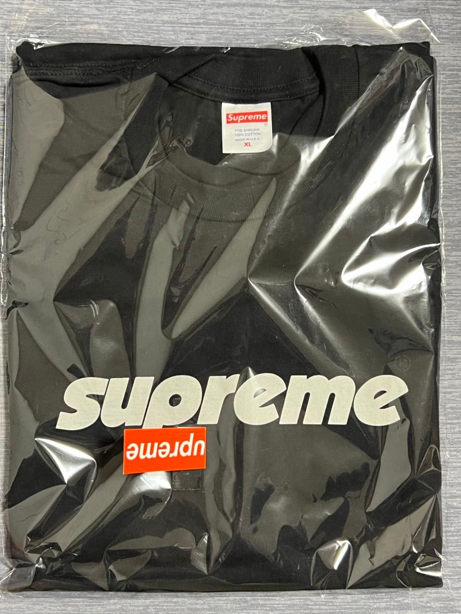 SUPREME  Pinline Tee   XL  ブラック　ステッカー