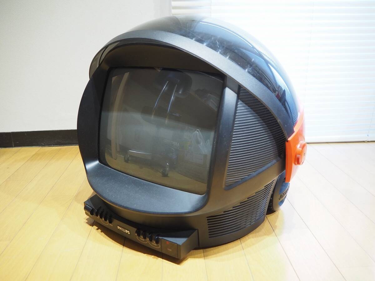 動確済 フィリップス カラーテレビ ディスカバラー 14S11B 本体のみ PHILIPS DISCOVERER ヘルメット型 スペースエイジ オレンジの画像1