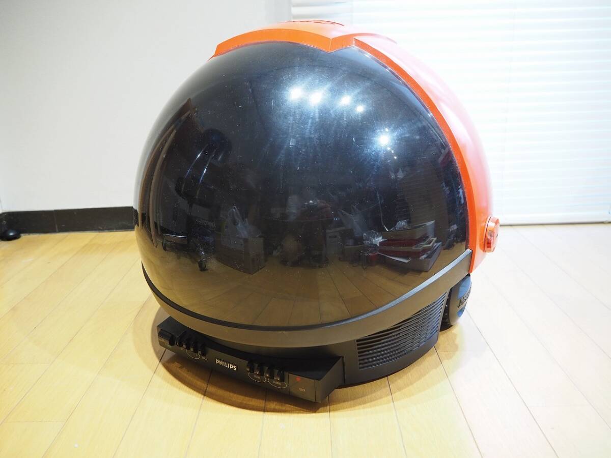 動確済 フィリップス カラーテレビ ディスカバラー 14S11B 本体のみ PHILIPS DISCOVERER ヘルメット型 スペースエイジ オレンジ