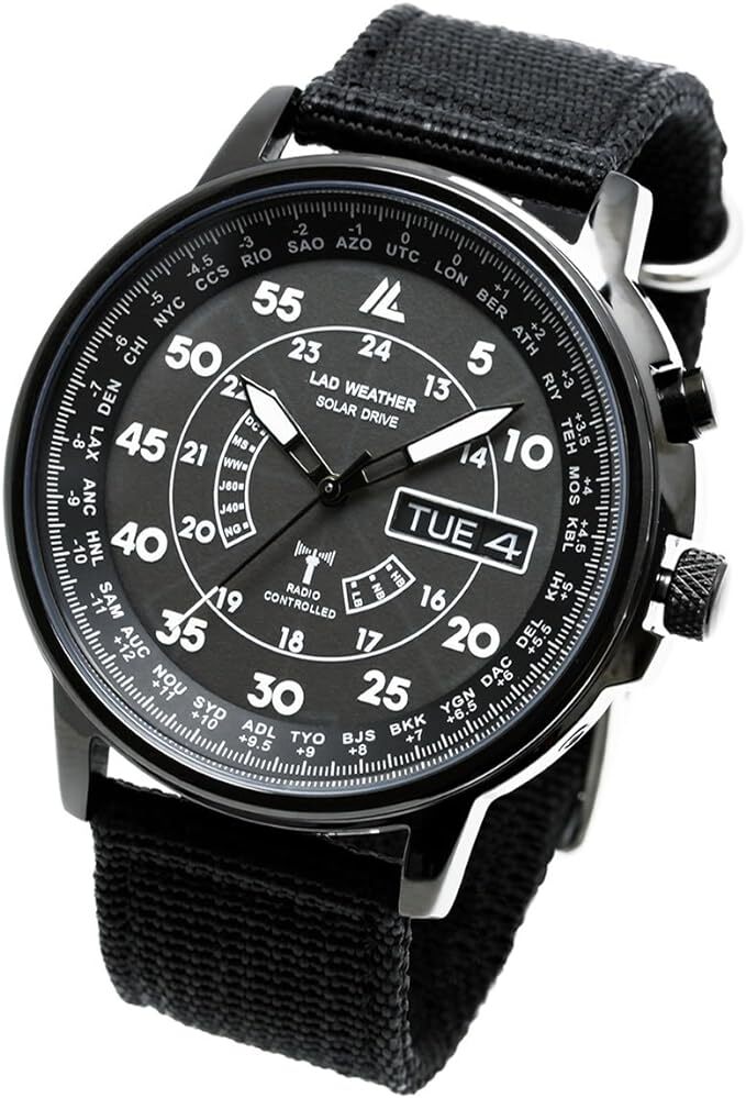  radio wave solar wristwatch men's 100m waterproof wristwatch lad017 ( all black )