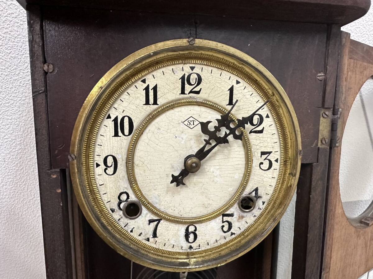 希少 田園 ゼンマイ式 振り子柱時計 トレードＳＴマーク有（文字盤）レトロ アンティーク 古時計 柱時計 壁掛け時計の画像8