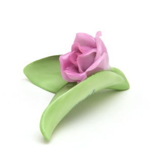 *1 jpy ~ start * Herend decoration thing ornament leaf. on. rose ( pink )S hand made hand .. porcelain made flower ornament Hungary made new goods Herend