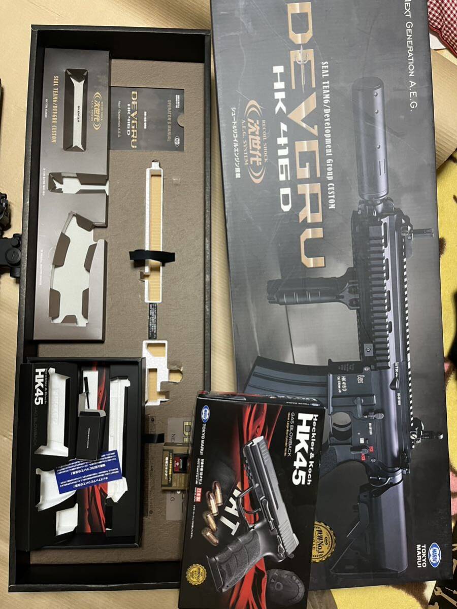 【1円スタート】東京マルイHK416D＆HK45 Vector Optics ドットサイト Maverick バッテリー予備マグetcセット【中古品】_画像7