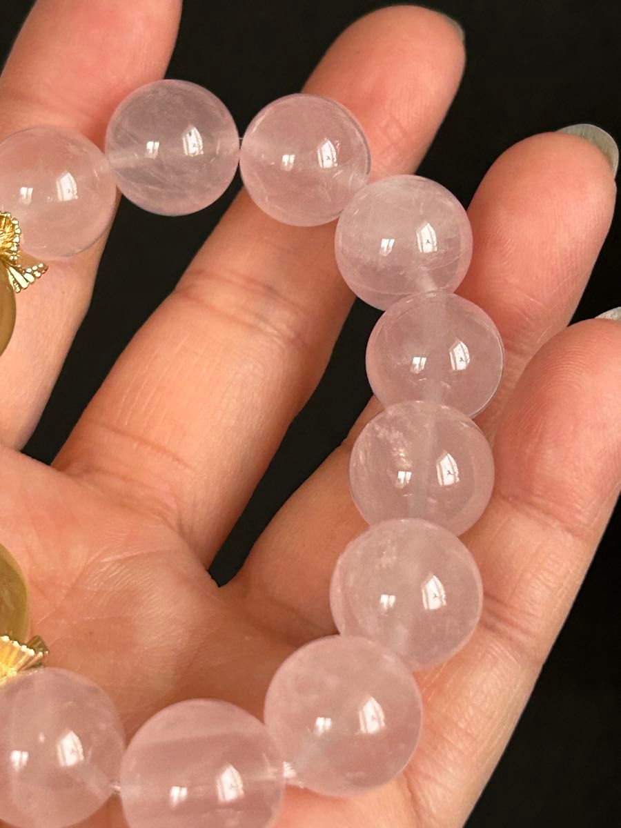 【パンダの工房】天然石パワーストーンピンク水晶アクアマリンデザインブレスレットハンドメイド在庫一点のみ恋愛運