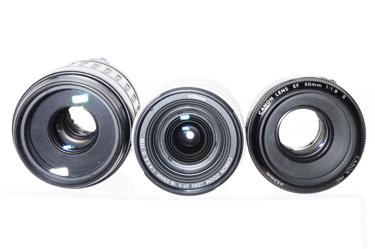 美品 Canon キヤノン Eos Kiss X9 ホワイト トリプルレンズセット SD(32GB)カード、おまけ付  1ヶ月保証