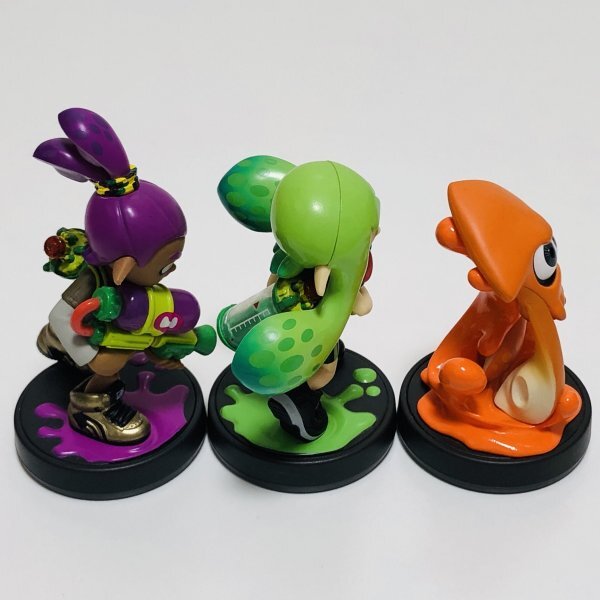 M5830 ●中古 美品 即決●amiibo ボーイ パープル ガール ライムグリーン イカ オレンジ (限定色 限定カラー アミーボ スプラトゥーン 3個の画像7