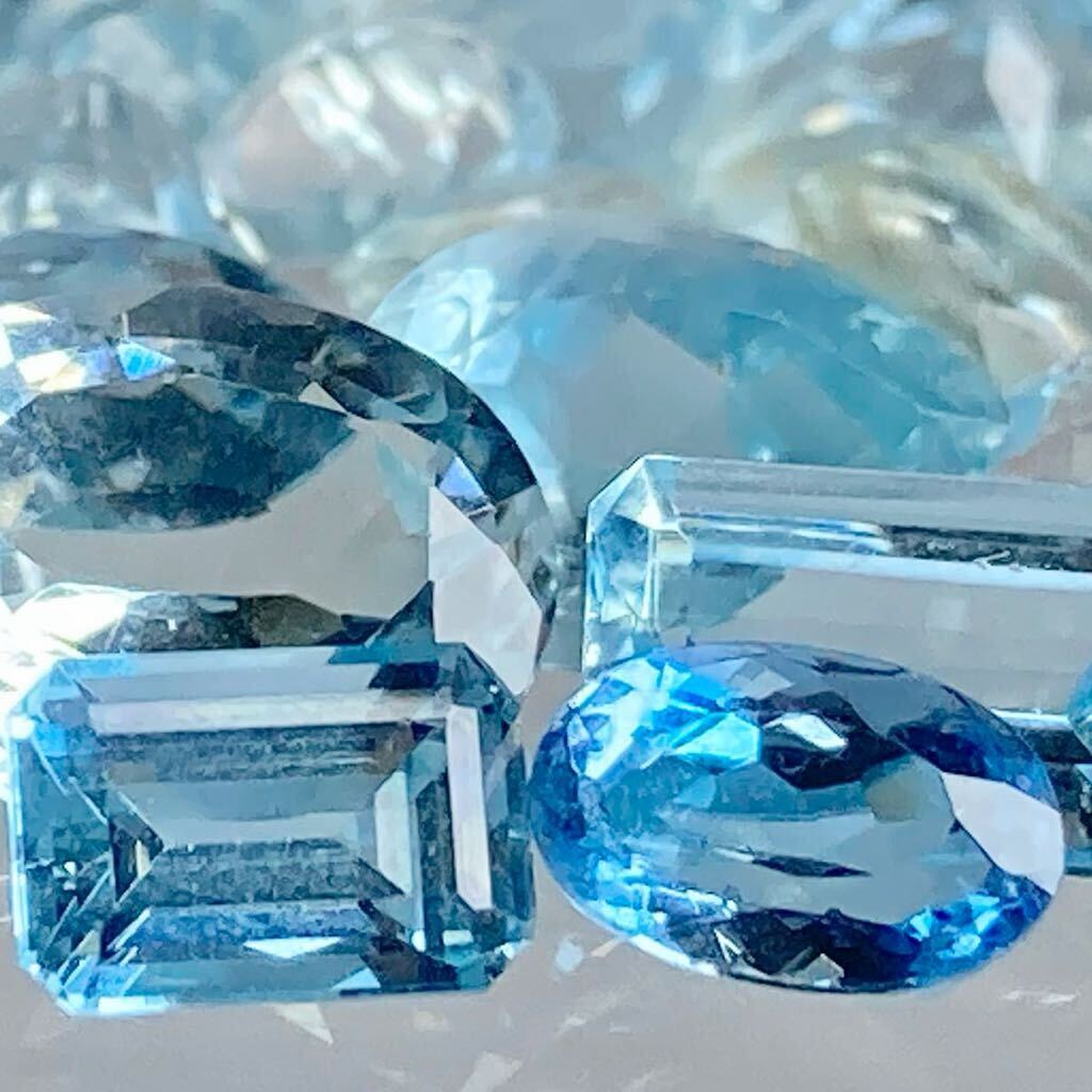 ［天然アクアマリンおまとめ 50ct］M ルース 裸石 宝石 ジュエリー jewelry aquamarine ベリル DG5 _画像2