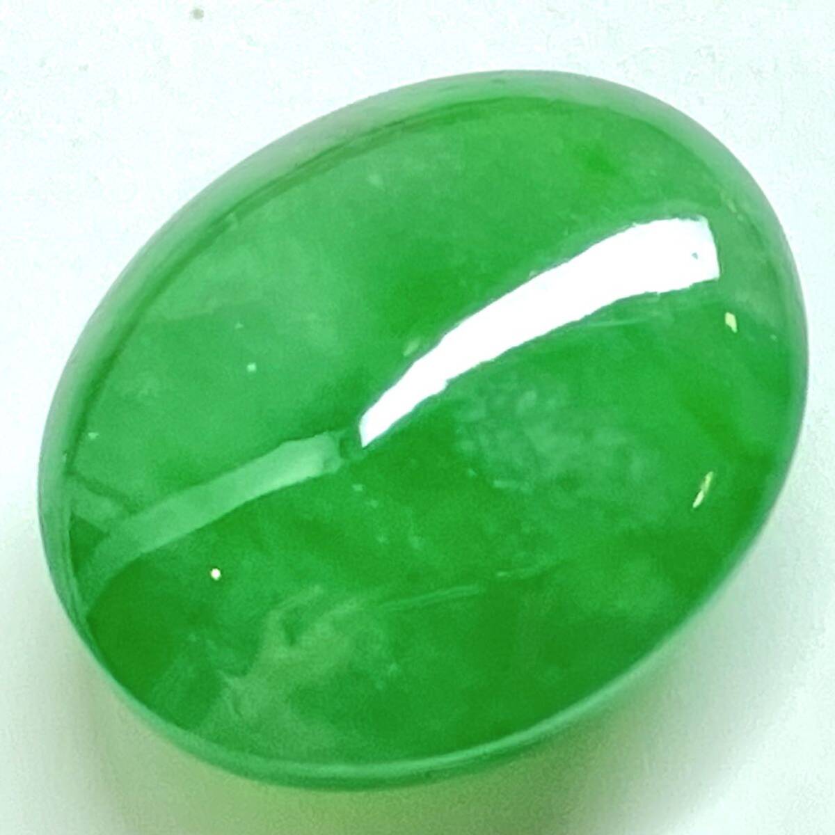 含浸なし!!［天然本翡翠7.612ct］A 約13.3×11.1mm ルース 裸石 宝石 ジュエリー jade jadeite ジェダイト DE0/DE0 テED0の画像2