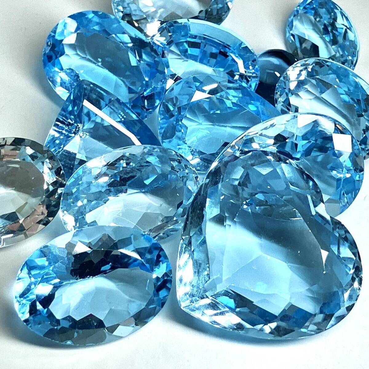 ［天然ブルートパーズ13点おまとめ 200ct］A ルース 裸石 宝石 ジュエリー jewelry blue topaz DI0 ②の画像1