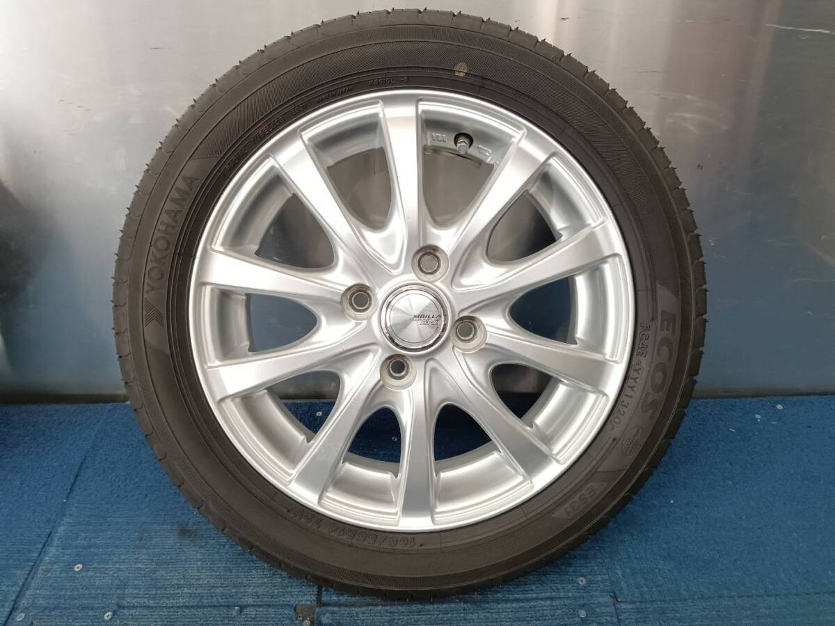 ★8.5-9分山★20年製★ ヨコハマECOS ES31 165/55R14 社外ホイール 14×4.5J +45 4H-100 4本セット 軽自動車等 E680の画像5