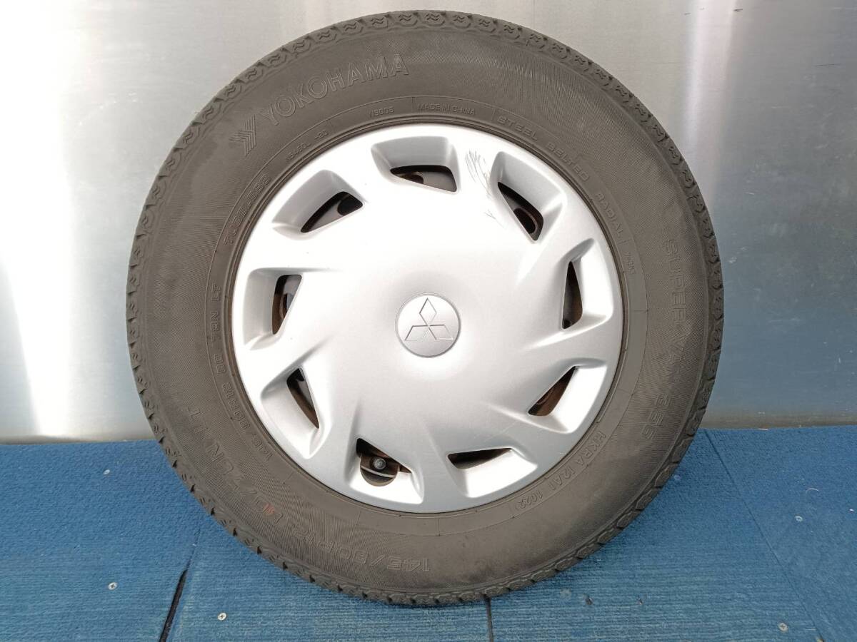 ★6.5-7.5分山★22年製★ ヨコハマSUPER VAN 356 145/80R12 80/78N LT ミツビシ純正スチールホイール 12×3.5J 4H-100 4本セット E691の画像3