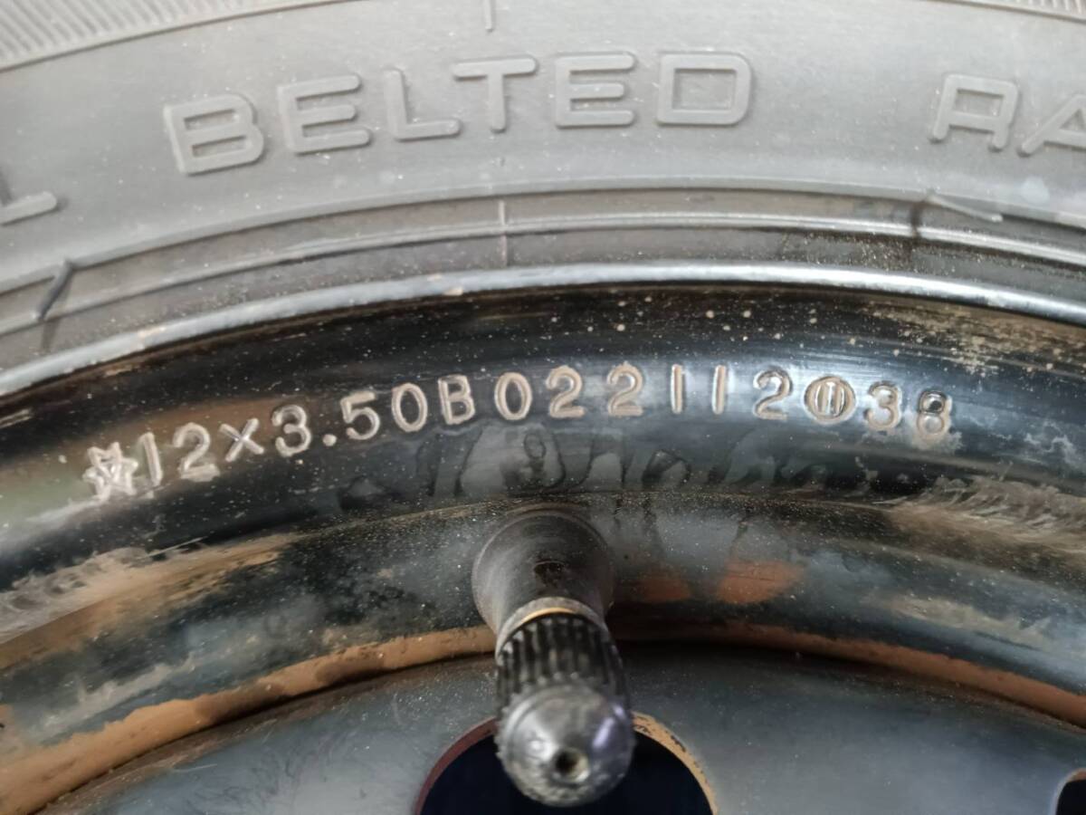 ★6.5-7.5分山★22年製★ ヨコハマSUPER VAN 356 145/80R12 80/78N LT ミツビシ純正スチールホイール 12×3.5J 4H-100 4本セット E691の画像7