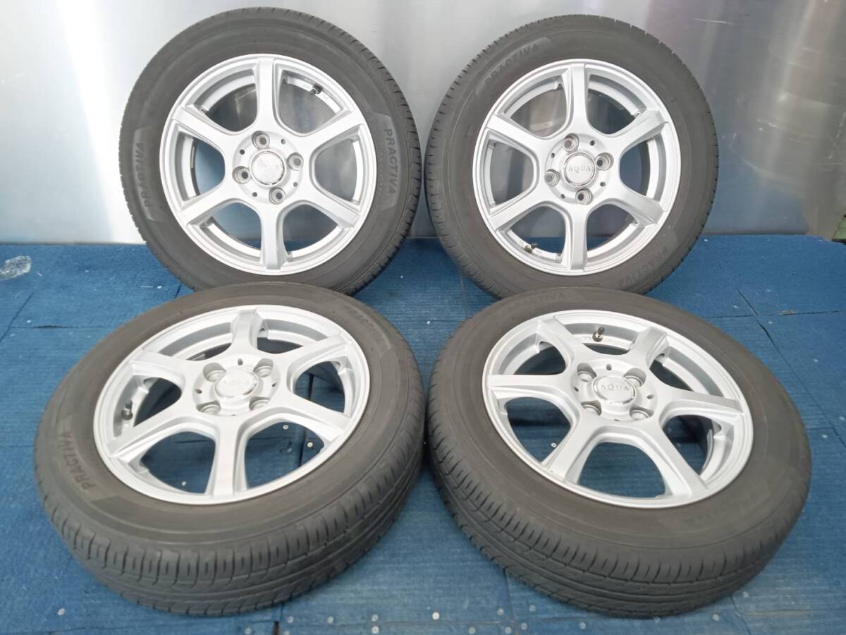 ★8-8.5分山★21年製★ PRACTIVA 155/65R14　社外ホイール 14×4.5J +45 4H-100 4本セット 軽自動車等　E711_画像1