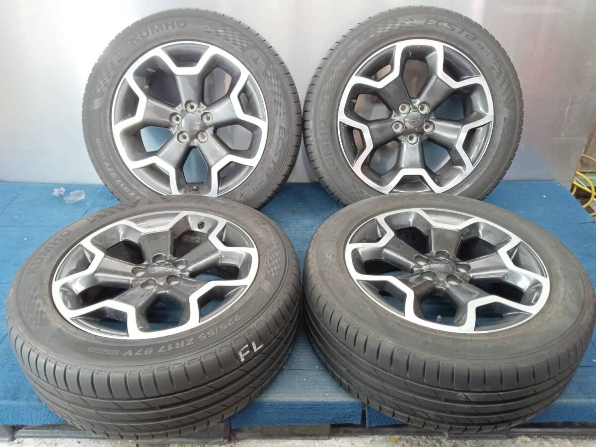 ★8-8.5分山★20年製★ KUMHO ECSTA PS71 225/55R17　スバル XV純正ホイール 17×7J +48 5H-100 4本セット　E736_画像1