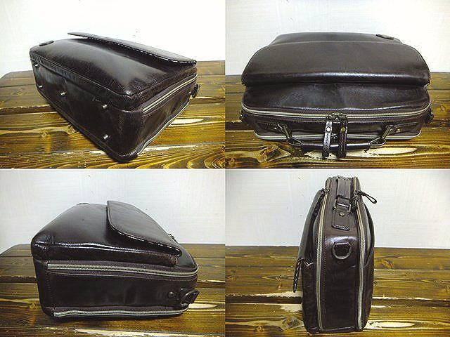 ASLAN(ACE handling / made in Japan ). leather briefcase (2WAY/ fine quality. cow leather /W Zip ./2 layer storage .& sub storage part /H25W33D12/ business bag /luggage aoki)