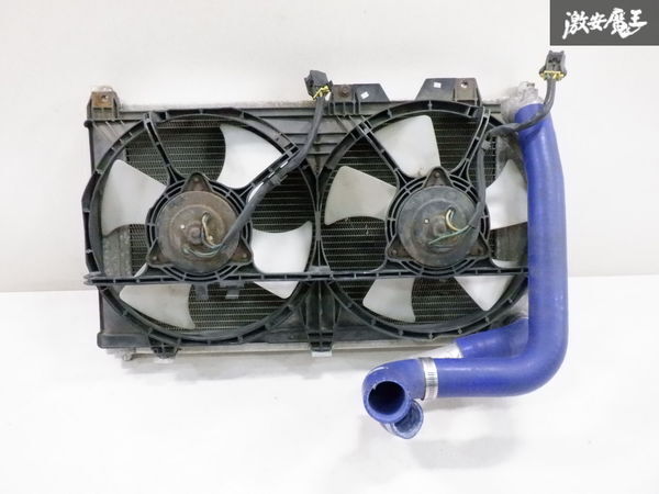 社外 メーカー不明 FD3S FD RX-7 RX7 前期 13B-REW アルミ2層 ラジエーター ラジエター コア 電動ファン/ホース付 Vマウント? 棚24-2_画像1