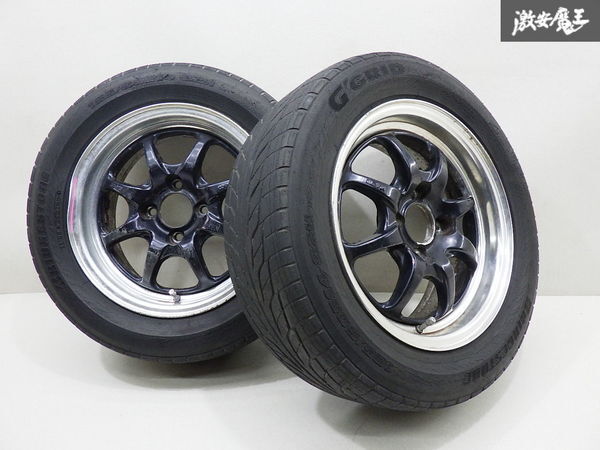 ●ENKEI エンケイ J-SPEED 14インチ 6J +35 PCD100 4H ブリヂストン G’GRID 185/60R14 82H 96y 2本 ルーミー タンク パッソ 要補修 棚P-2の画像1