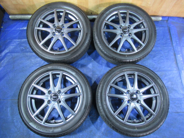 激安即決！MRT 15-4.5J 4H/100 ET45 + 165/55R15 中古4本！ワゴンR タント Nボックス N-WGN デイズ ムーヴ ウエイク等！T008310_画像1