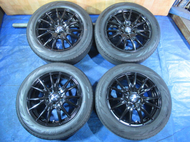 激安即決！weds VELVA SPORT 16-6.5J 5H/114.3 ET47 + YOKOHAMA 195/60R16 2023年製！中古4本！セレナ ラフェスタ等！T008330の画像1