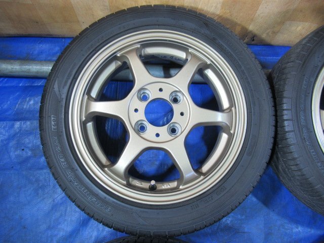 激安売切宣言！5555円～！社外ホイール 14-4.5J 4H/100 ET44 + GOODYEAR 165/55R14 ek ルークス ムーブ ワゴンR ミラ セルボ等！T008314の画像3