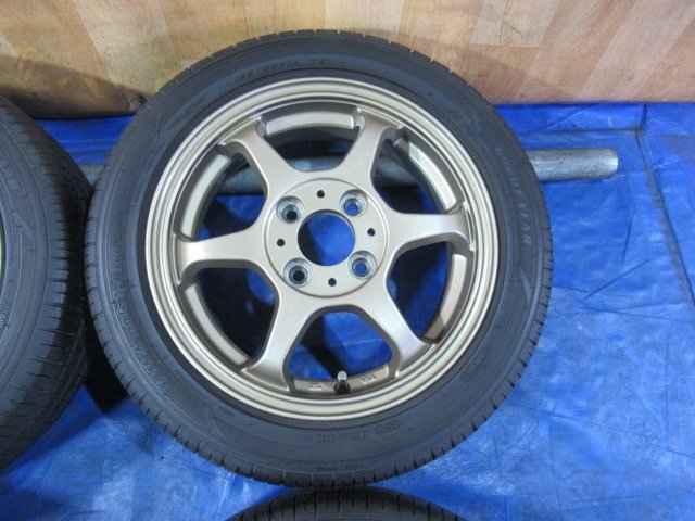 激安売切宣言！5555円～！社外ホイール 14-4.5J 4H/100 ET44 + GOODYEAR 165/55R14 ek ルークス ムーブ ワゴンR ミラ セルボ等！T008314の画像4