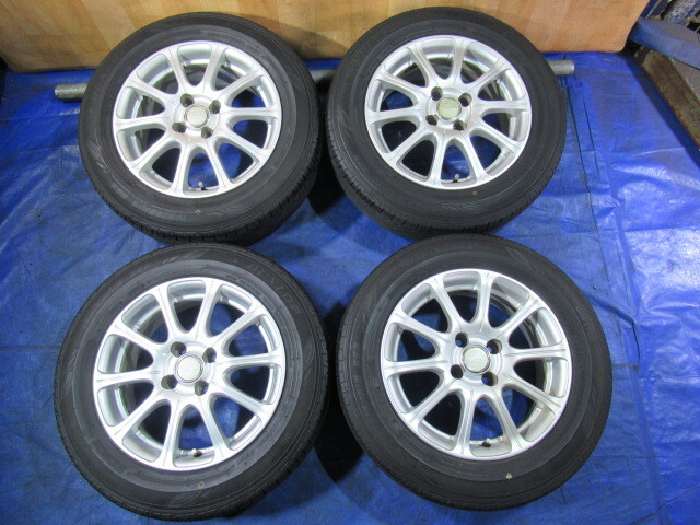 激安即決！VAGGIO 15-6J 4H/100 ET40 + DUNLOP 185/65R15 2021年製 中古4本 ｂB デミオ ティーダ カローラ ウィングロード T008347の画像1