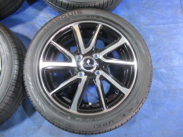 激安即決！美品 PROMISING 14-4.5J 4H/100 ET45 + 夏タイヤ 165/55R14 2023年製 ek ルークス ムーブ ワゴンR ミラ セルボ等！T008404の画像6