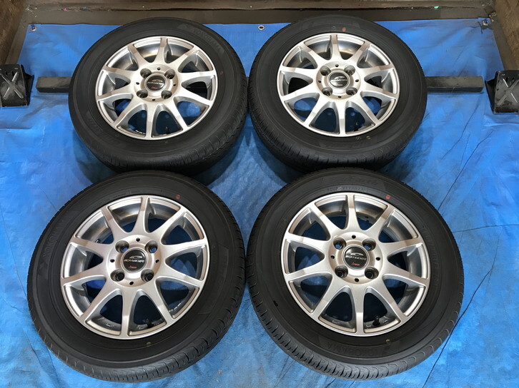 激安即決！タイヤ＋ホイール！A-TECH SCHNEIDER 13-4B 4H/100 ET42 + 155/65R13 中古4本 ゼスト/モコ/ワゴンR/ミラ/ムーブ等！HM000906の画像1