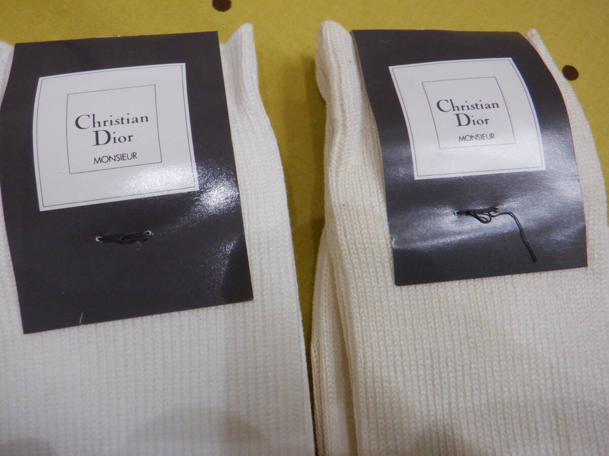  Christian * Dior Dior джентльмен casual носки / носки 24~26. Logo вышивка слоновая кость & "теплый" белый ( АО ) Kanebo 