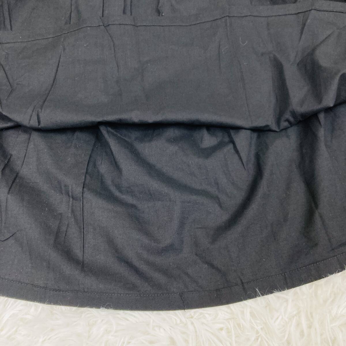 【155】レディース ロングスカート 花刺繍 フレア ブラック Mサイズ ウエストゴム シンプル_画像10