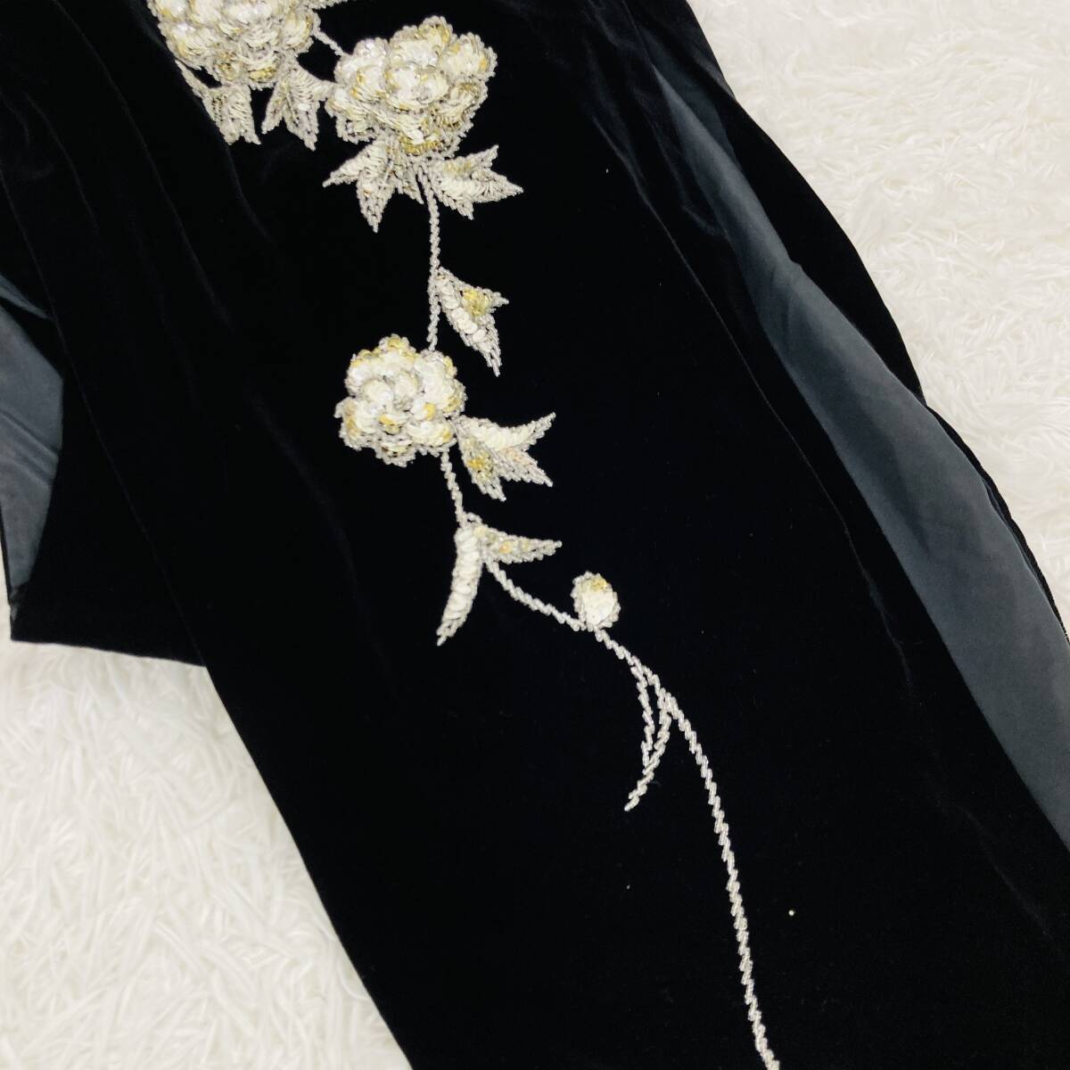 [236] женский коричневый ina одежда цветок вышивка elegant черный велюр длинный . накладка имеется 