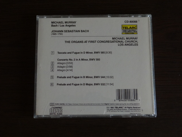 マイケルマレイ　J.S.バッハ：トッカータとフーガ　ニ短調・協奏曲第2番イ短調・プレリュードとフーガロ短調・プレリュードとフーガ ニ長調_画像2